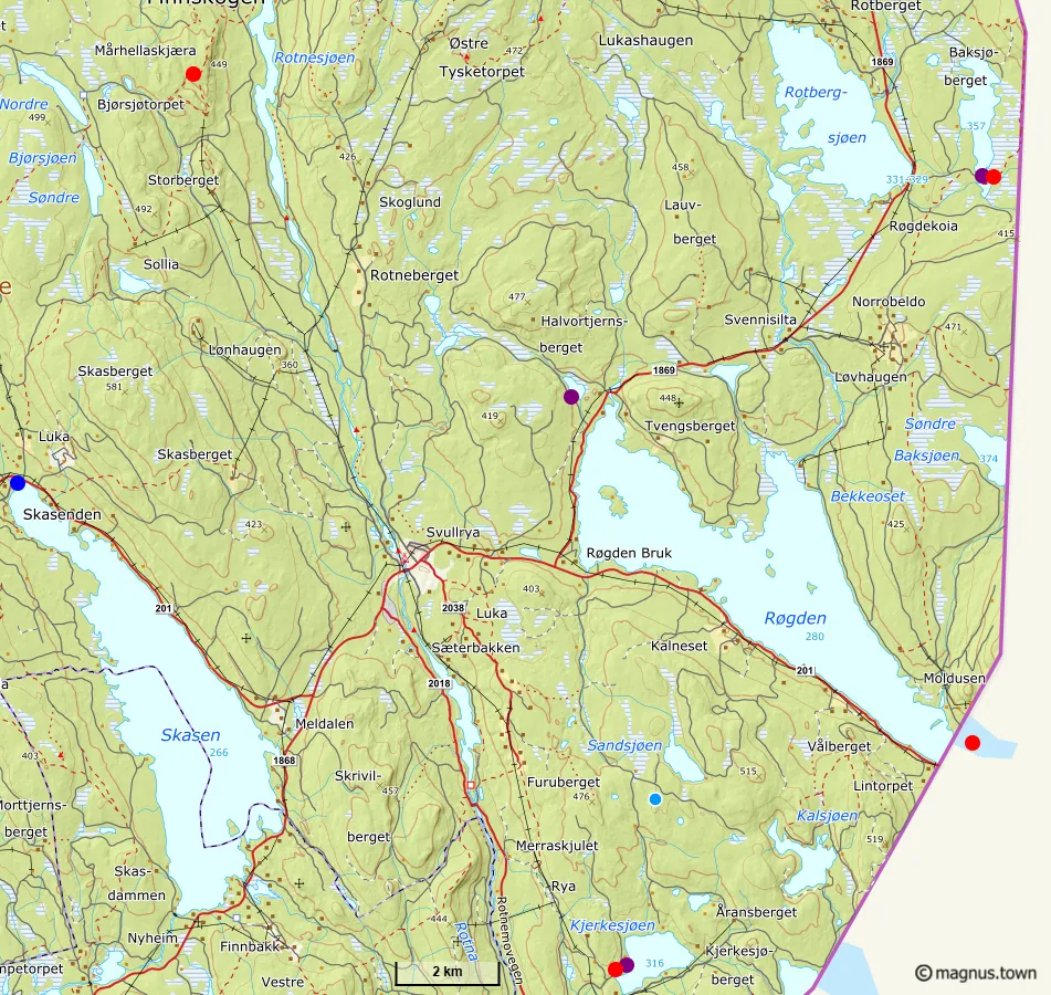 The hiking route - Screenshot taken from Norgeskart.no, licensed under CC BY 4.0